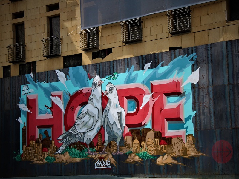 Líbano graffitti de Beirut hope