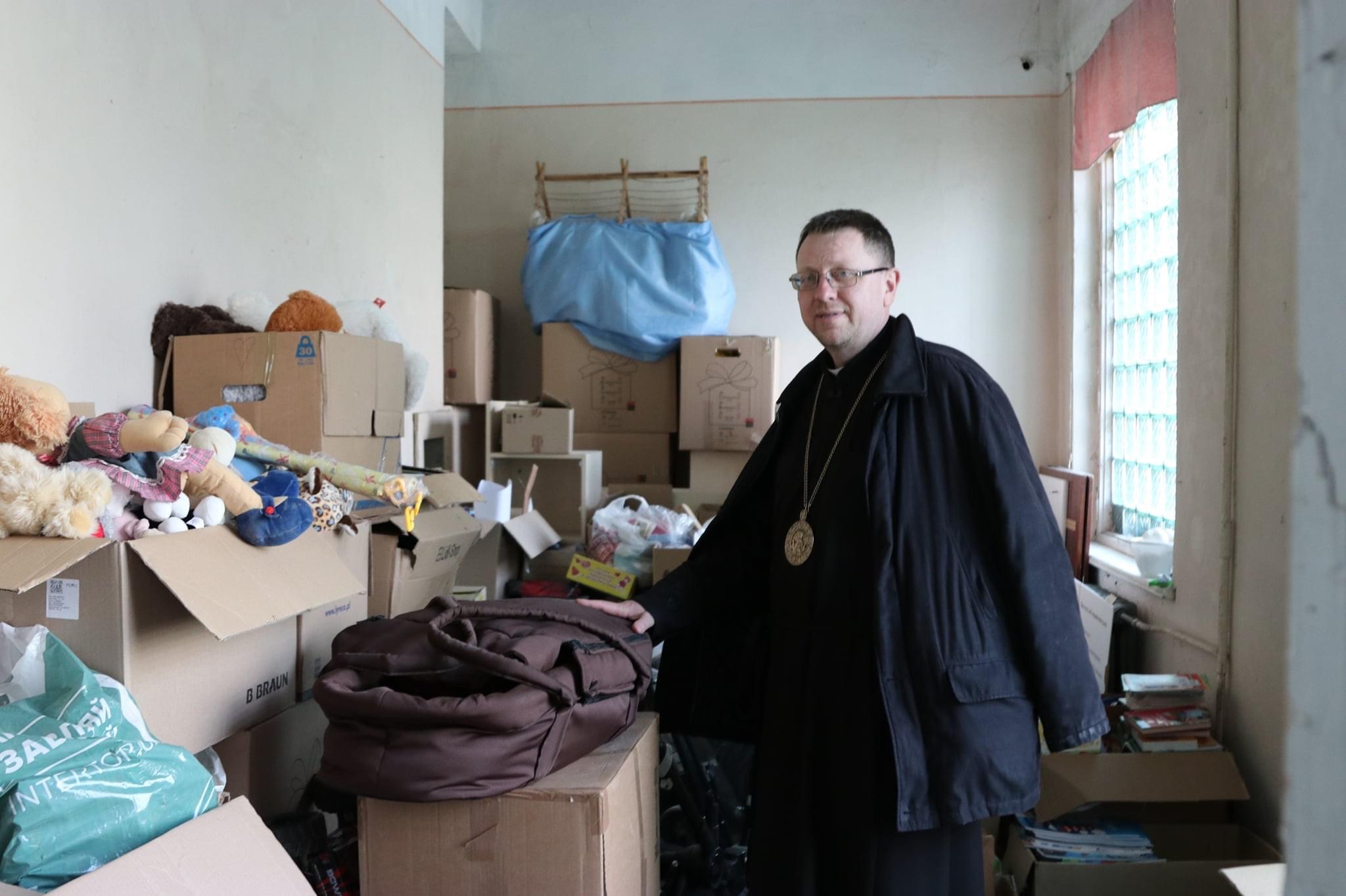 Auxiliary Bishop Volodymyr Hrutsa visiting the House of Mercy in Lviv